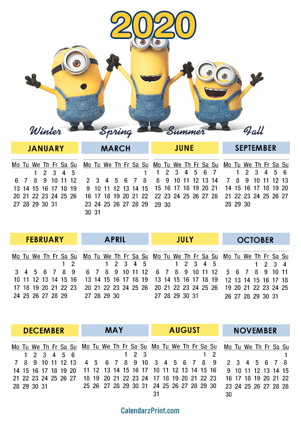 Minions Calendars CalendarzPrint Free Calendars, Printable Calendars